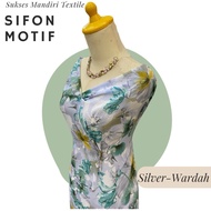 Ceruti Babydoll Chiffon Fabric with Leaf Motif in Silver-Wardah | Patterned Hijab Headscarf Material