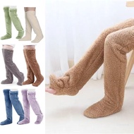 Crazy 2 Pairs Women's Winter Over-Knee Fuzzy Plush Slipper Socks