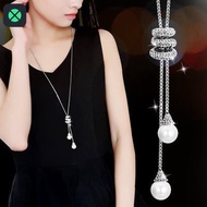 1F Ladies Fashion Charm Crystal Pearls Pendant Necklace Long Necklace