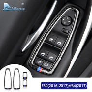 4PC Carbon Fiber Car Window Lifter Switch Frame Trim Accessories for BMW F30 F34