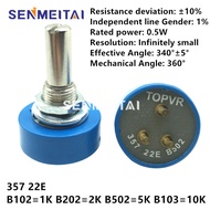 【HOT】 2pcs 357 22E B102 B202 B502 B103 10K Ohm 2K Ohm 5K Ohm 1K Ohm Potentiometers degrees without l