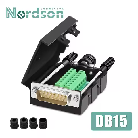 Soldering-free DB15 Connector Industry 2 Rows 15Pin Breakout Connector DB15 Male Female Plug D-SUB T