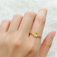 cincin emas asli model lempeng oval permata putih kadar 700