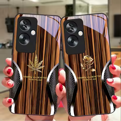 Wood Grain Snake For Oppo A79 5G 58 78 74 60 4G Reno 11F Realme GT 6 11 Note 50 10 C55 X2 Tempered G