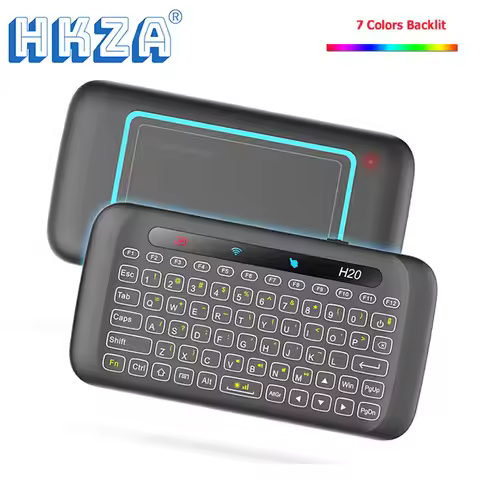 HKZA H20 Mini 2.4Ghz Wireless Keyboard Backlight Touchpad Air Mouse IR Leaning Remote Control for An