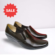 Sepatu pantofel wanita kickers kulit sapi wedges slip on tanpa tali fantofel formal kerja resmi kant