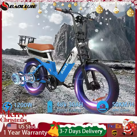 BAOLUJIE 2033 Electric Bike for Adults，1200W 48V 30AH Electric Bicycle，50KM/H Max Speed， Mountain E 