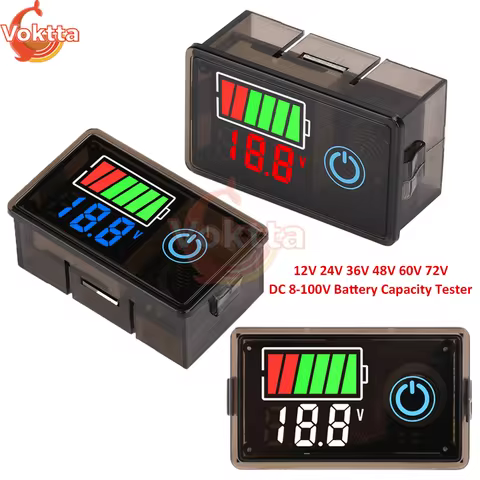 DC 8-100V Battery Capacity Tester Coulomb Meter Monitor 12V 24V 36V 48V 60V 72V Car Battery Voltmete