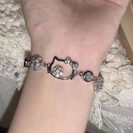 1Pc Sweet Girl KT Head Shiny Diamond Flower Rhinestone Simple Personality Cute Bracelet