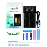 Vapcell Q2 2 Slot Smart Battery Charger Xtar Nitecore 10440 / 16340 / 18350 / 18650 / 22650 / 25500 