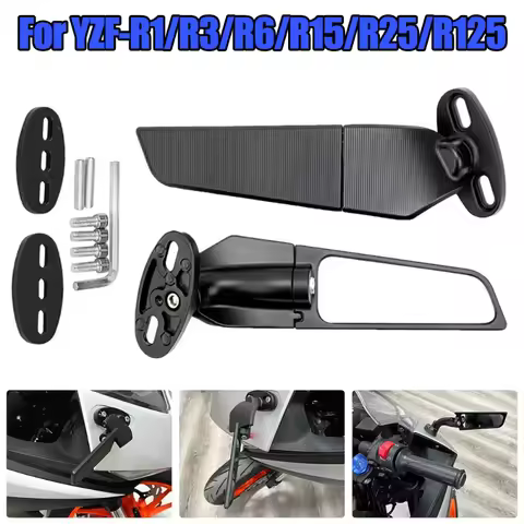 Wind Wing Rearview Mirror Rear View Mirrors For Yamaha YZFR1 YZFR3 YZFR6 YZFR15 YZFR25 YZFR125 YZF R