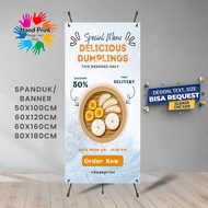 SPANDUK BANNER Kedai Dumpling Enak Grey 60x160 CM Outdoor Free Design Dinding