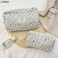 LINGELF Makeup Bag, Floral Print Begonia Flower/Rose Cosmetics Bag, Portable Handheld Handbag Home