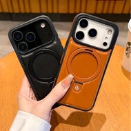 Leather MagSafe Stand Case for iphone 11 12 13 14 15 16 16e 17 Air Synthetic Leather Hardcase Cover 