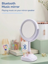 Led圓形化妝鏡可攜式led化妝鏡藍牙音箱智慧鏡