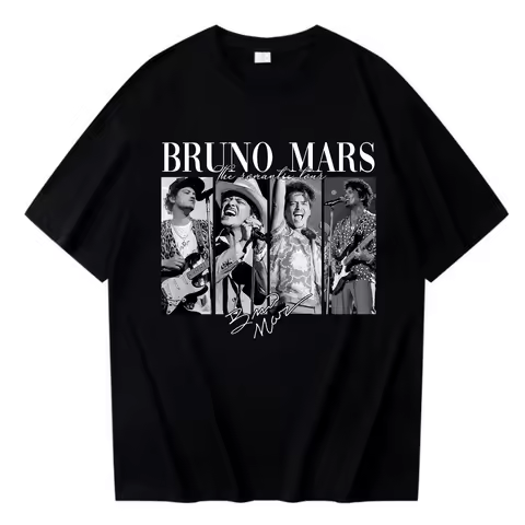 Bruno Mars The Romantic Tour 2026 T-shirt Man Woman Singer Bruno Mars Album Harajuku Short Sleeve O-