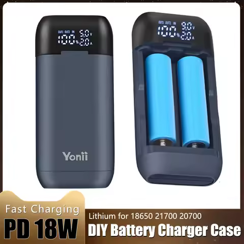 Battery Charger Case 18650 21700 20700 Rechargable Lithium Li-ion Batteries DIY Power Bank Portable 