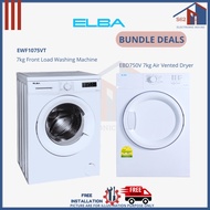 BUNDLE DEAL - ELBA EWF1075VT 7kg Front Load Washing Machine + ELBA EBD750V 7kg Air Vented Dryer - FREE STACKING KIT