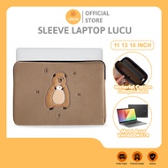 Laptop Bag Asus Vivobook Zenbook Flip Chromebook S14 Sleeve Pouch Soft Case Portable Bag Cover Tablet iPad Leptop Universal Notebook Netbook 13.3 14 15 15.6 Inch Compartment Zipper Slot Thick Brown Color Bear Character Motif School Girl