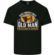 Old Man With A Bow &amp; Arrow Funny Archery Mens Cotton T-Shirt Tee Top