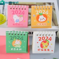 New Year Gift Office School Supplies / 2024 Kawaii Rabbit Desk Writing Calendar / Mini Cartoon Animals Desk Calendar Decor / Cute Daily Scheduler Table Planner Standing Calendar
