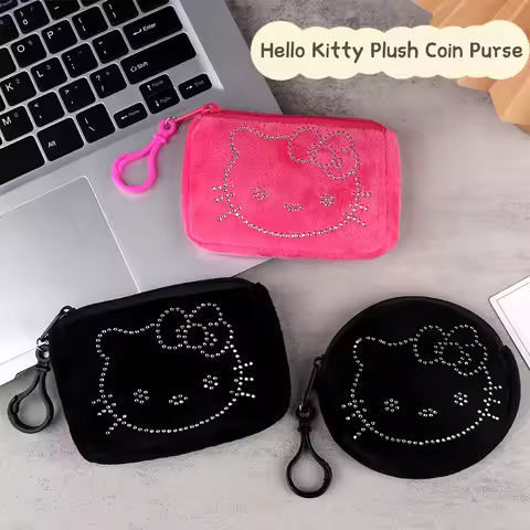 Japanese-Style Cute Hello Kitty Zero Wallet | Premium Plush, Niche Portable, Black Mini Pouch (for K