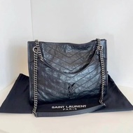 #🈶台灣購證 #🉑肩背 #櫃上🔟幾萬 Ysl Niki shopping bag黑銀油蠟牛皮托特包