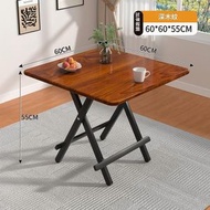 日本暢銷 - （深木紋）可折疊小桌子 餐桌家用簡易桌 戶外可攜式方桌出租屋擺攤吃飯桌60*60*55 棕