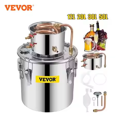 VEVOR 3 5 8 13 Gal Alcohol Still Stainless Steel Alcohol Distiller Copper Tube Home Brewing Kit for