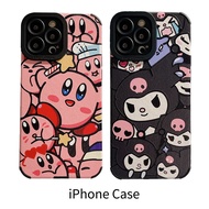 Lambskin Textured Photo Frame Kirby Kuromi Cartoon Phone Case For iPhone 6 7 8 X XR XS 14 11 13 12 Pro Max Cover
