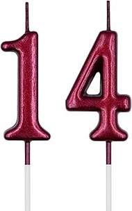 14th & 41st Birthday Candles, Red Number 14 41 Candle for Cake, Happy Birthday Cake Topper Decoratio
