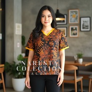 Super Jumbo Women's Short Sleeve Batik Top ML XL XXL 3XL 4XL 5XL 6XL 7XL 8XL Latest Motif 2025
