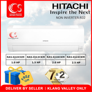 Hitachi 1.0 HP/1.5 HP/2.0 HP/2.5 HP Wall Mounted Non-Inverter R32 Air Conditioner / Air Cond RAS-EJ10CKM/13CKM/18CKM/24CKM / RAC-EJ10CKM/13CKM/18CKM/24CKM  Deliver by Seller (Klang Valley area only)