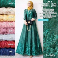Sale (PROMO) FARASYA DRESS MAXY Gamis Brokat Muslim Wanita jumbo LD#120 baju pesta mewah Kondangan