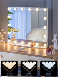 Led 梳妝鏡燈套件,好萊塢風格化妝鏡照明燈具,可調整顏色和亮度,usb 電纜,與梳妝台浴室牆壁等相容（不含鏡子）