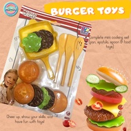 【MJ-may】BURGER TOYS PRETEND PLAY KITCHEN SET PAN, SPATULA,SPOON,FOOD TOYS BURGER MAINAN SET DAPUR KU