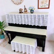 X❀YModern Simple Piano Cover French Fresh Piano Half Cover Piano Piono Cover+Keyboard Cover Cloth+Piano stool cover