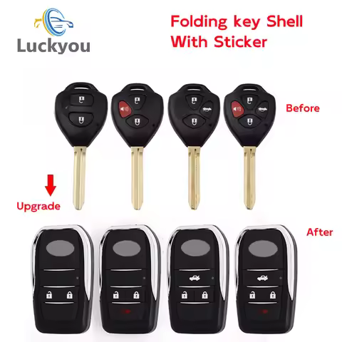 UpgradeCar Key Shell Modified Flip Folding Remote Key Case For Toyota RAV4 Wish Camry Hiac Corolla H