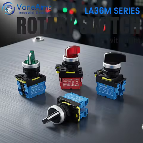 22mm LA36M Rotary Switch Lamp Knob 3-position On Off On LED Light Knob Selector 2-position Rotary Po