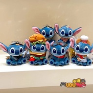 Disney Official Stitch Plush Toy Creative Disguise Stitch Keychain Schoolbag pendant Cute Hamburger 