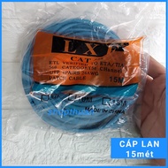 Pre-pressed LAN network cable with 2 RJ45 ends, 15m long - internet cable