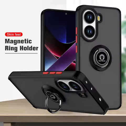 Matte Magnetic Ring Holder Case For Xiaomi Poco X7 Pro X6 X5 X4 GT X3 NFC Shockproof Armor For Poco 
