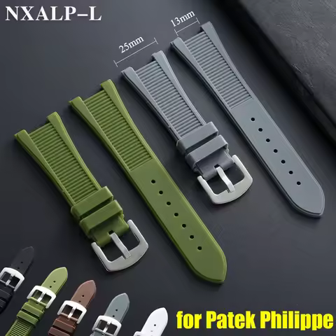25mm*13mm Silicone Watch Strap for Patek Philippe Aquanaut Series 5711/5712/5726/5980 Waterproof Rub
