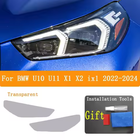 For BMW U10 U11 X1 X2 ix1 2022-2024 Accessories Car Headlight Protective Film Transparent Black TPU 