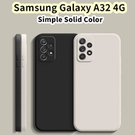 【Exclusive】For Samsung Galaxy A32 4G Silicone Full Cover Case Straight edges Color Phone Case Cover