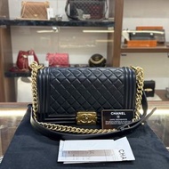 90%New Used Boy Chanel 25 Lambskin 黑色羊皮復古金扣 #香奈兒Leboy