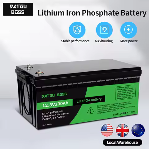 DATOUBOSS 12V Lithium Battery 200AH Nominal Capacity 2560W LiFePO4 Battery With BMS Solar Portable R