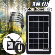 5in1 Solar Panel 8W 6V Polycrystalline Silicon Solar Panel with Stand Waterproof Multiple Charging U