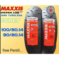 Paket Ban Tubeless Maxxis Victra 100/80.14 Dan 90/80.14 Free Pentil