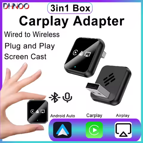 3in1 Wireless Carplay Adapter USB Plug & Play Android Auto Connect Bluetooth WiFi Stable Airplay Syn